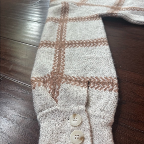 NWT Z Supply Tyler Plaid Button-Up Sweater Jacket - Cream and Brown - Picture 8 of 10